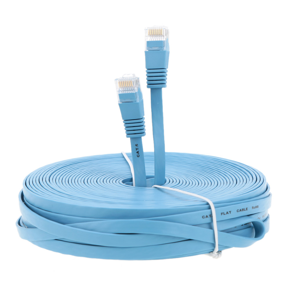 unknown High Quality 30m/98.42ft Blue High Speed Cat6 Ethernet Flat Cable RJ45 Computer LAN Internet Network Cord
