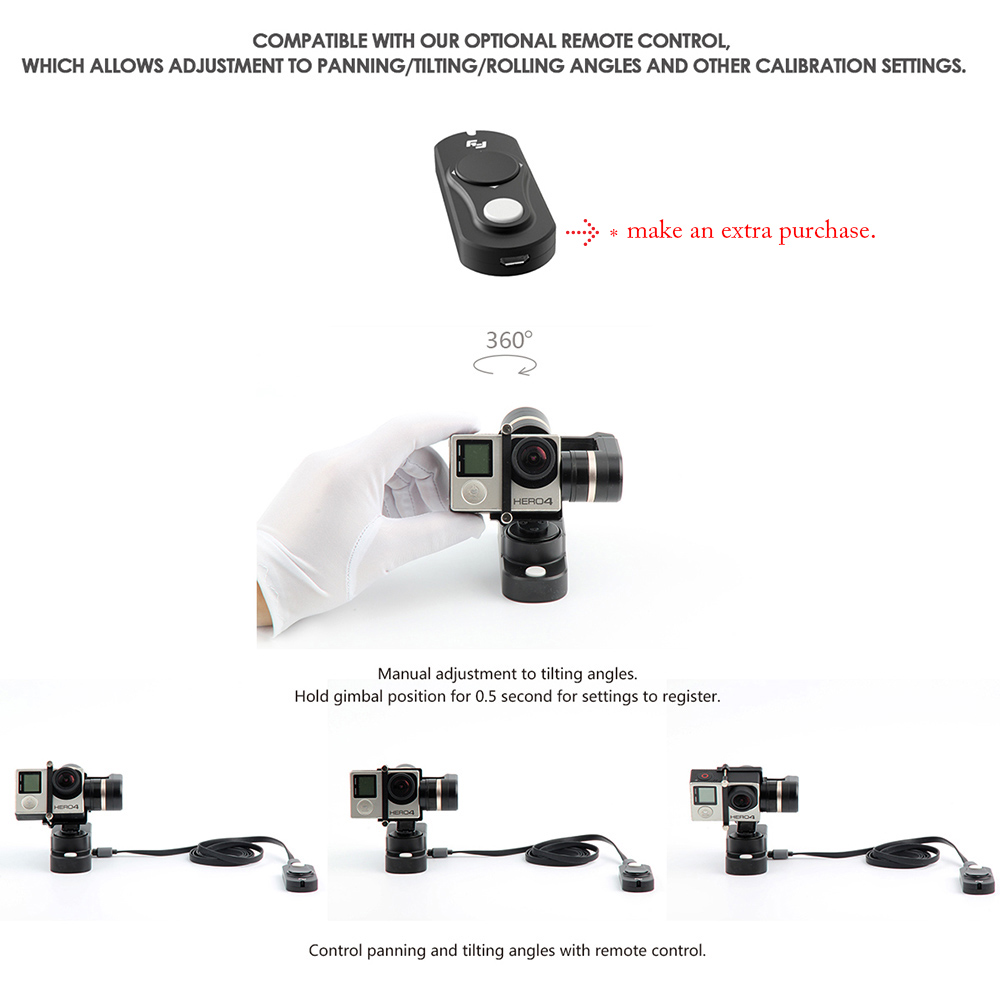 Feiyu FY WG 3-axis Wearable Gimbal Stabilizer for GoPro Hero 3 3+ 4 SJCAM SJ4000 and Similar Shaped Action Cameras