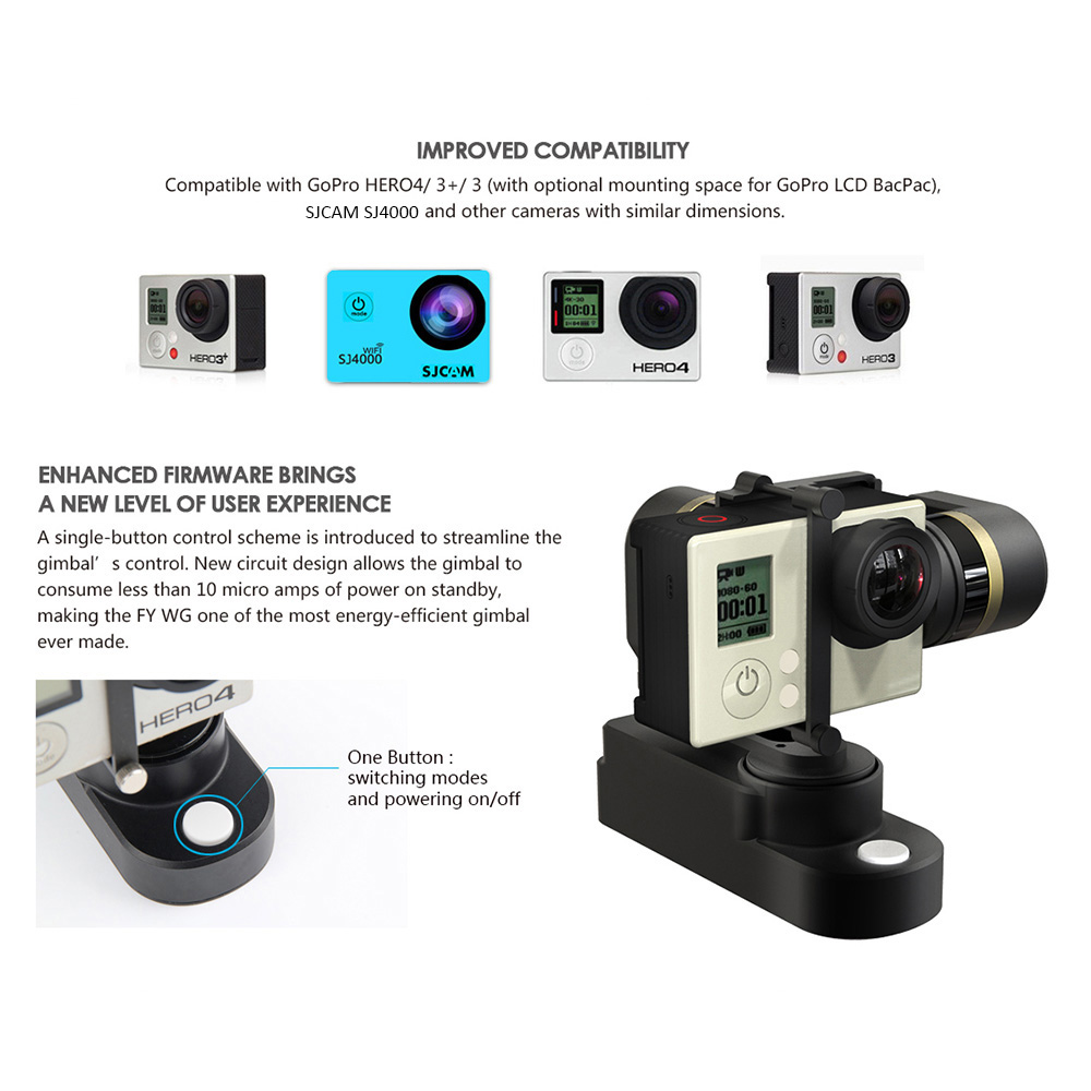 Feiyu FY WG 3-axis Wearable Gimbal Stabilizer for GoPro Hero 3 3+ 4 SJCAM SJ4000 and Similar Shaped Action Cameras
