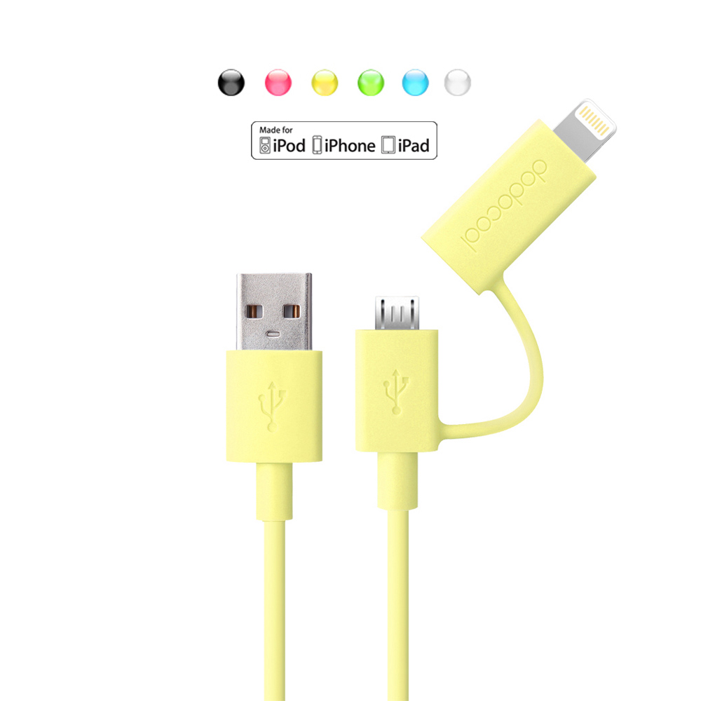 unknown dodocool Apple Certified 2-in-1 Lightning 8pin+Micro USB Charge/Sync Cable for iPhone 5 5s 5c 6 Samsung HTC LG Smartphones Tablet  Black