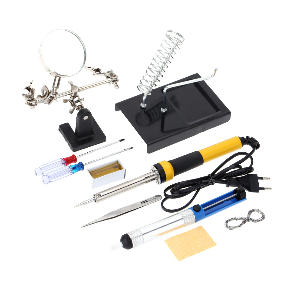 unknown FZ603 220V-240V 30W Household Soldering Iron 10pcs Tools Soldering Iron with Magnifier Tin Wire Solder Sucker Rosin