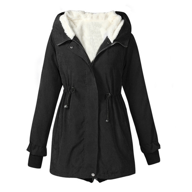 unknown Winter Women's Fleece Parka Warm Coat Hoodie Overcoat Long Jacket Black (Type 1)