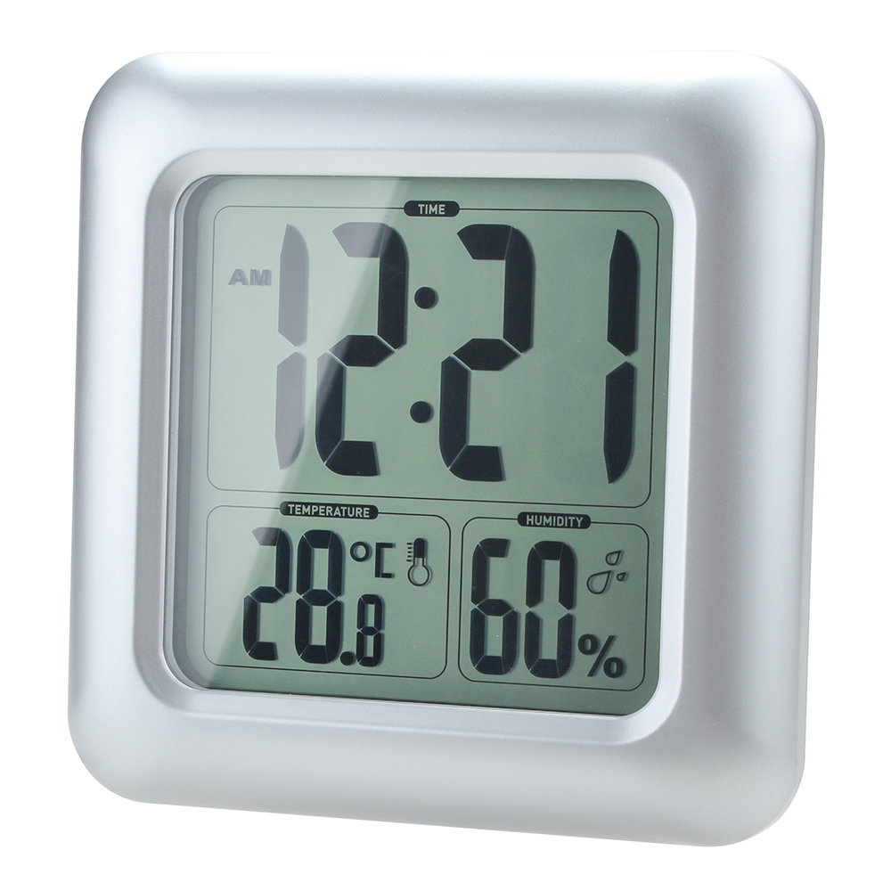 unknown LCD Water Resistant Shower Clock Bathroom Kitchen Wall Clock Temperature humidity Measurement with Sucker