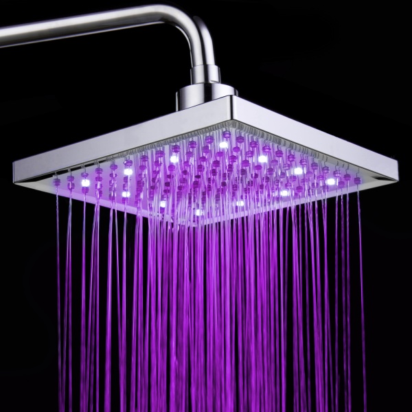 unknown Square Temperature Sensor 3 Color LED Shower Head Sprinkler