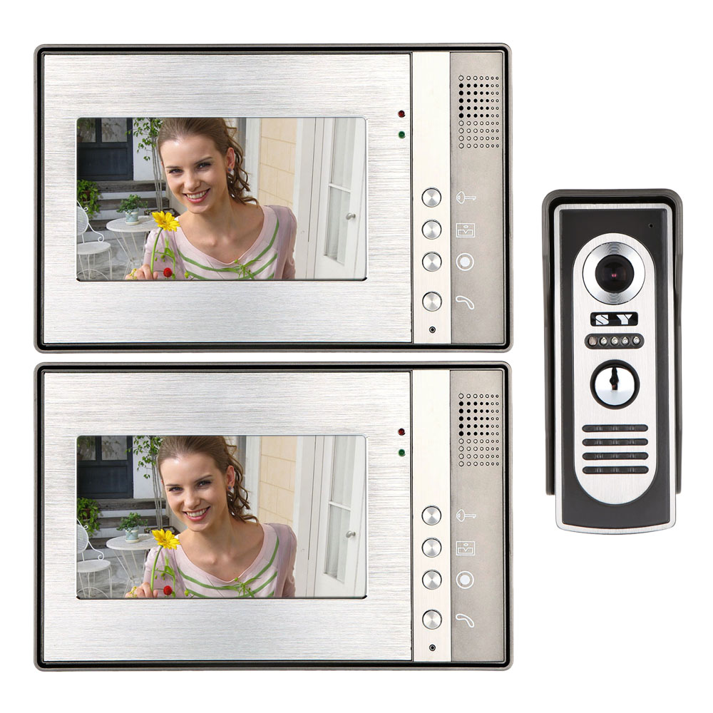 unknown 7 Inch Video Door Phone Doorbell Intercom Kit 1-camera 2-monitor Night Vision