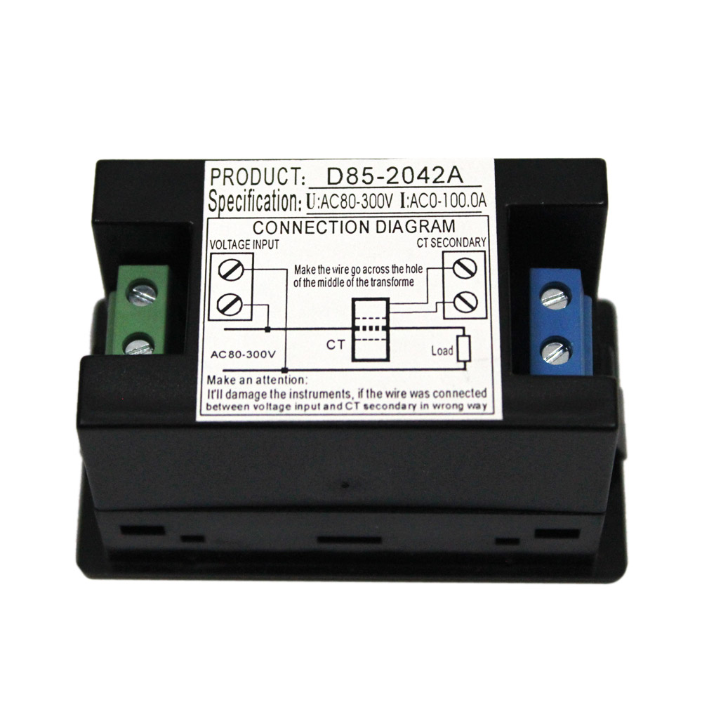 unknown Digital LCD Voltage Meter Ammeter Voltmeter with Current Transformer AC80-300V 0-100.0A Dual Display