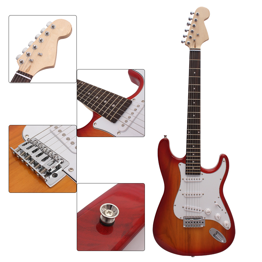 ST Electric Guitar Basswood Body Rosewood Fingerboard with Gig Bag Picks Strap