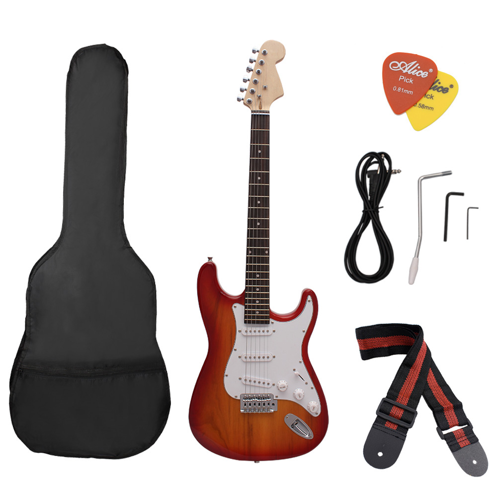 ST Electric Guitar Basswood Body Rosewood Fingerboard with Gig Bag Picks Strap