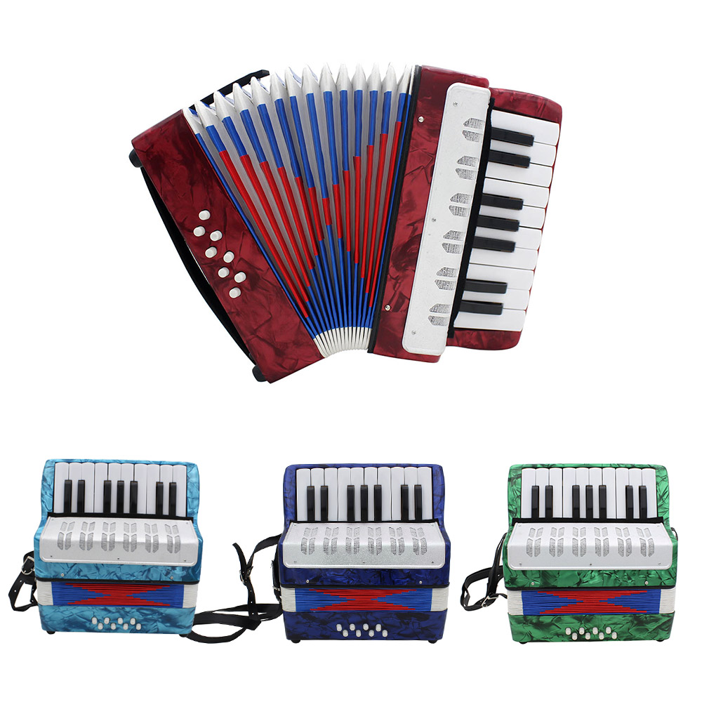 Mini Small 17-Key 8 Bass Accordion Educational Musical Instrument Toy for Kids Children Amateur Beginner Christmas Gift