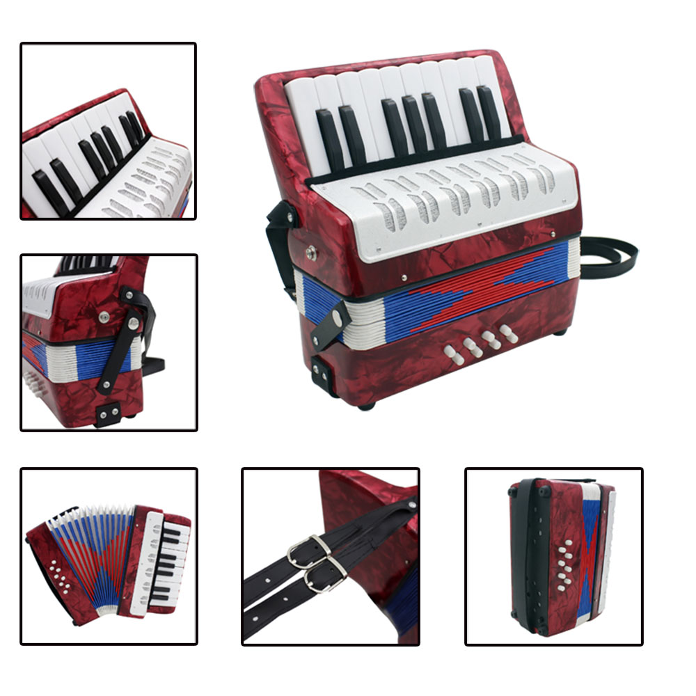 Mini Small 17-Key 8 Bass Accordion Educational Musical Instrument Toy for Kids Children Amateur Beginner Christmas Gift