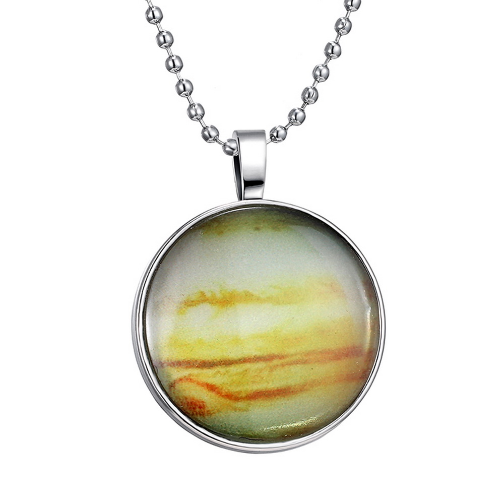 unknown Brilliant Noctilucent Galaxy Nebula Universe Pendant Round Full Moon Dome Cabochon Chain Retro Fashion Necklace for Female