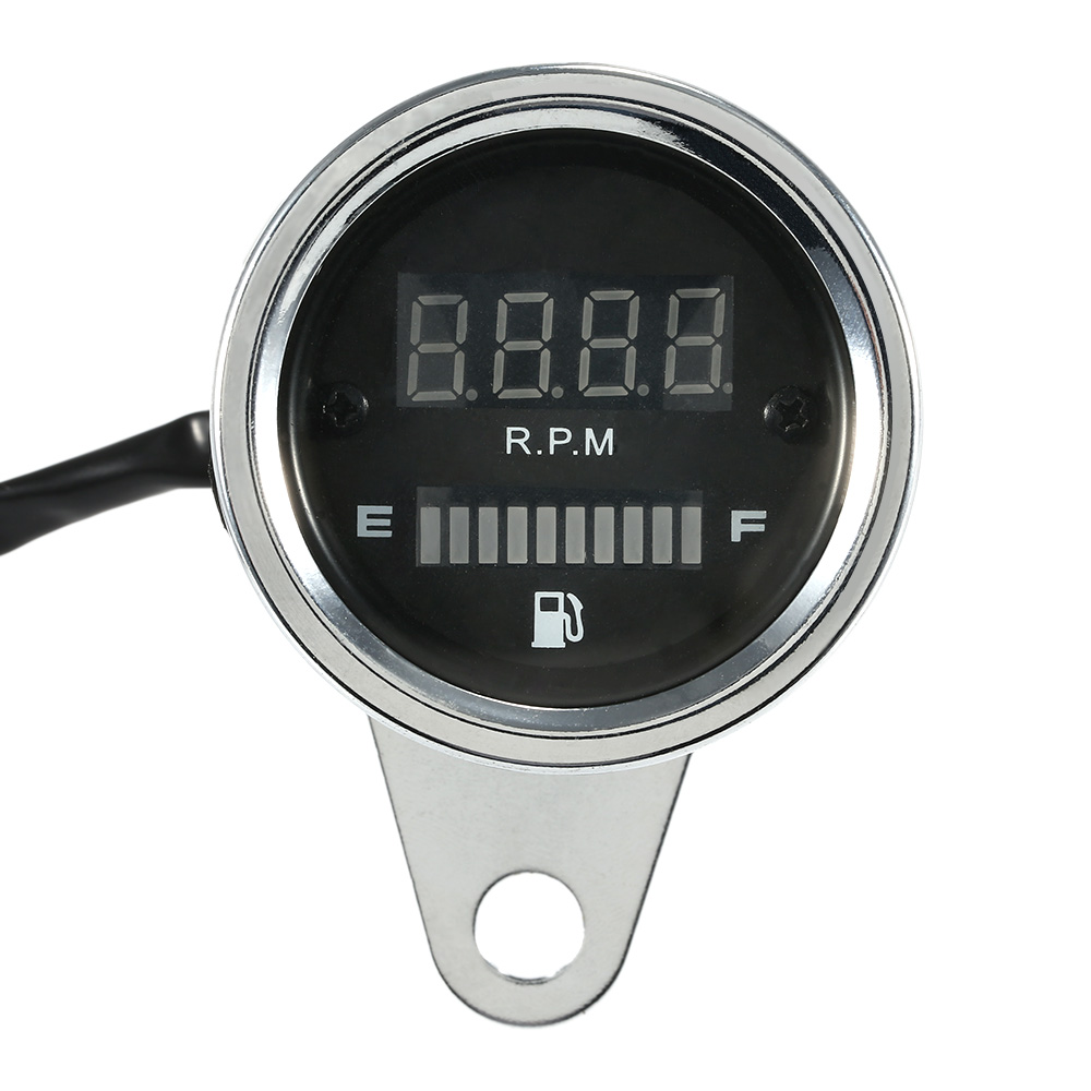 unknown 12V Motorcycle 2 in 1 Tachometer RPM Shift Meter Fuel Gauge Meter with Digital LED Indicator