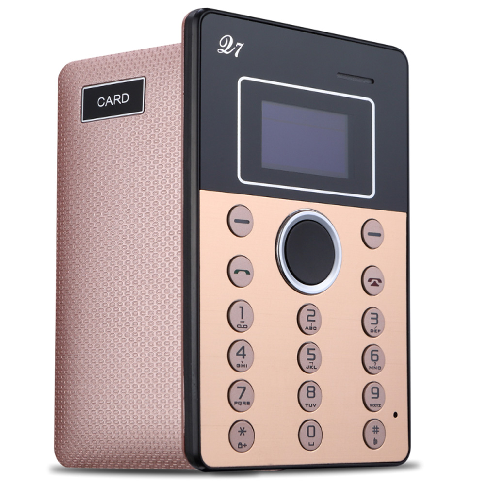 Aiek Q7 2G GSM Card Mini Mobile Cell Children Students Phone Pocket Ultra Slim MTK6261D 0.96" OLDE Screen 260MHz 32MB RAM Low Radiation