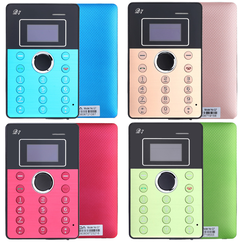 Aiek Q7 2G GSM Card Mini Mobile Cell Children Students Phone Pocket Ultra Slim MTK6261D 0.96" OLDE Screen 260MHz 32MB RAM Low Radiation
