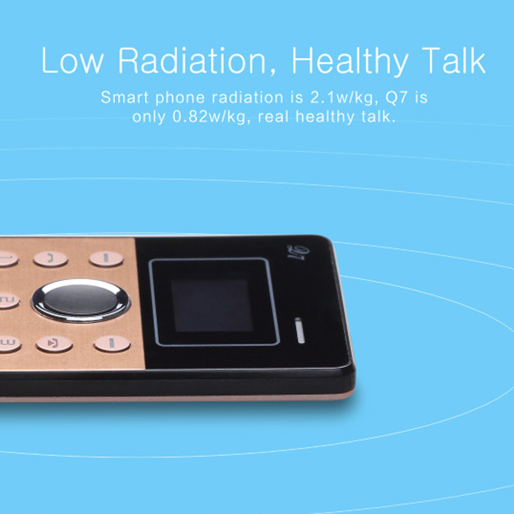 Aiek Q7 2G GSM Card Mini Mobile Cell Children Students Phone Pocket Ultra Slim MTK6261D 0.96" OLDE Screen 260MHz 32MB RAM Low Radiation