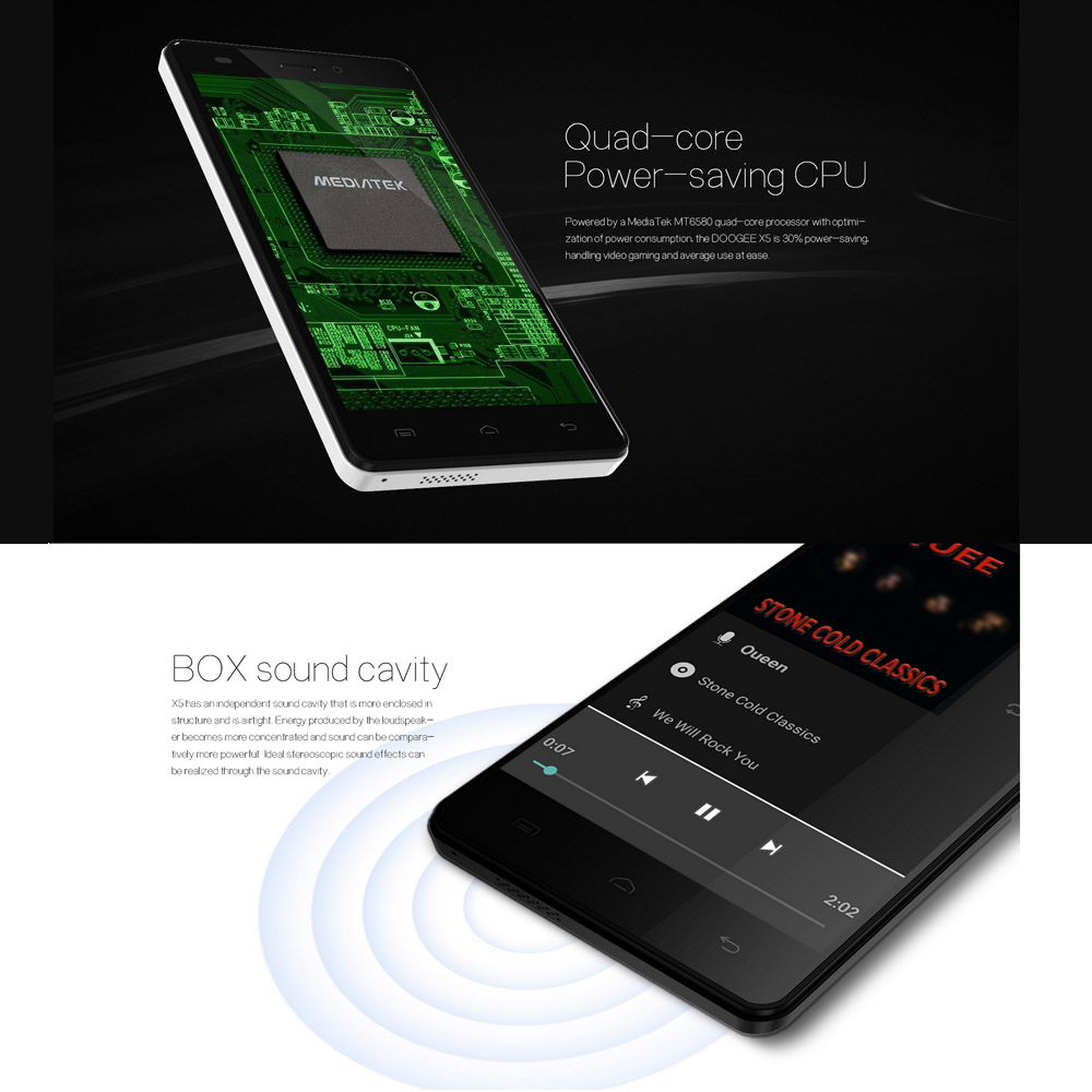 DOOGEE X5 3G Quad Core Smartphone with Free Adapter