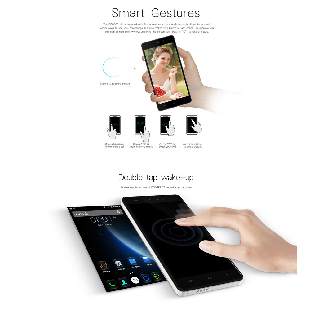 DOOGEE X5 3G Quad Core Smartphone with Free Adapter