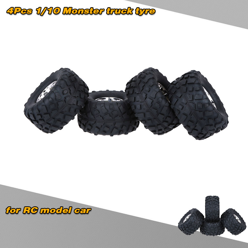 unknown 4Pcs/Set 1/10 Monster Truck Tire Tyres for Traxxas HSP Tamiya HPI Kyosho RC Model Car