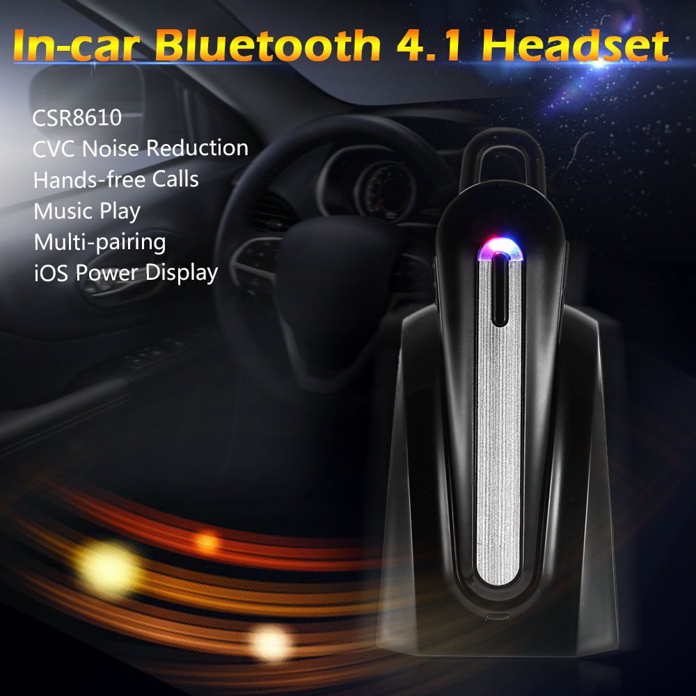 JT-C17 Wireless In-ear Headphone In-car Bluetooth 4.1 Headset Music Earphone Hands-free with Mic Black for iPhone 6 Plus 6 Samsung S6 S5 Note 5 4 HTC Laptop Tablet PC other Bluetooth-enabled devices