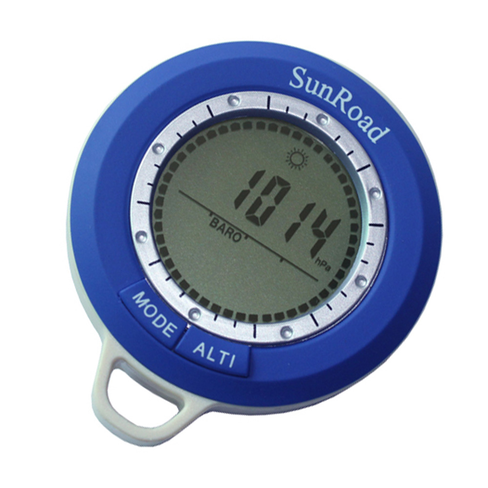 Sunroad SR108N 8 in 1 Mini LCD Backlight Digital Altimeter Climb Rate Barometer Thermometer Compass Weather Forecast Time Outdoor Waterproof Multi-function with Carabiner