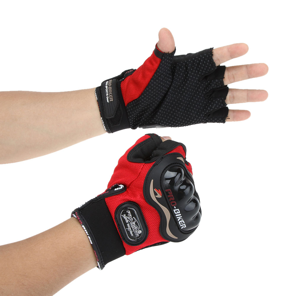 unknown Men Motorcycle Bike Bicycle Half Finger Anti Slip 3D Hard Shell Protective Cycling Riding Racing Gloves