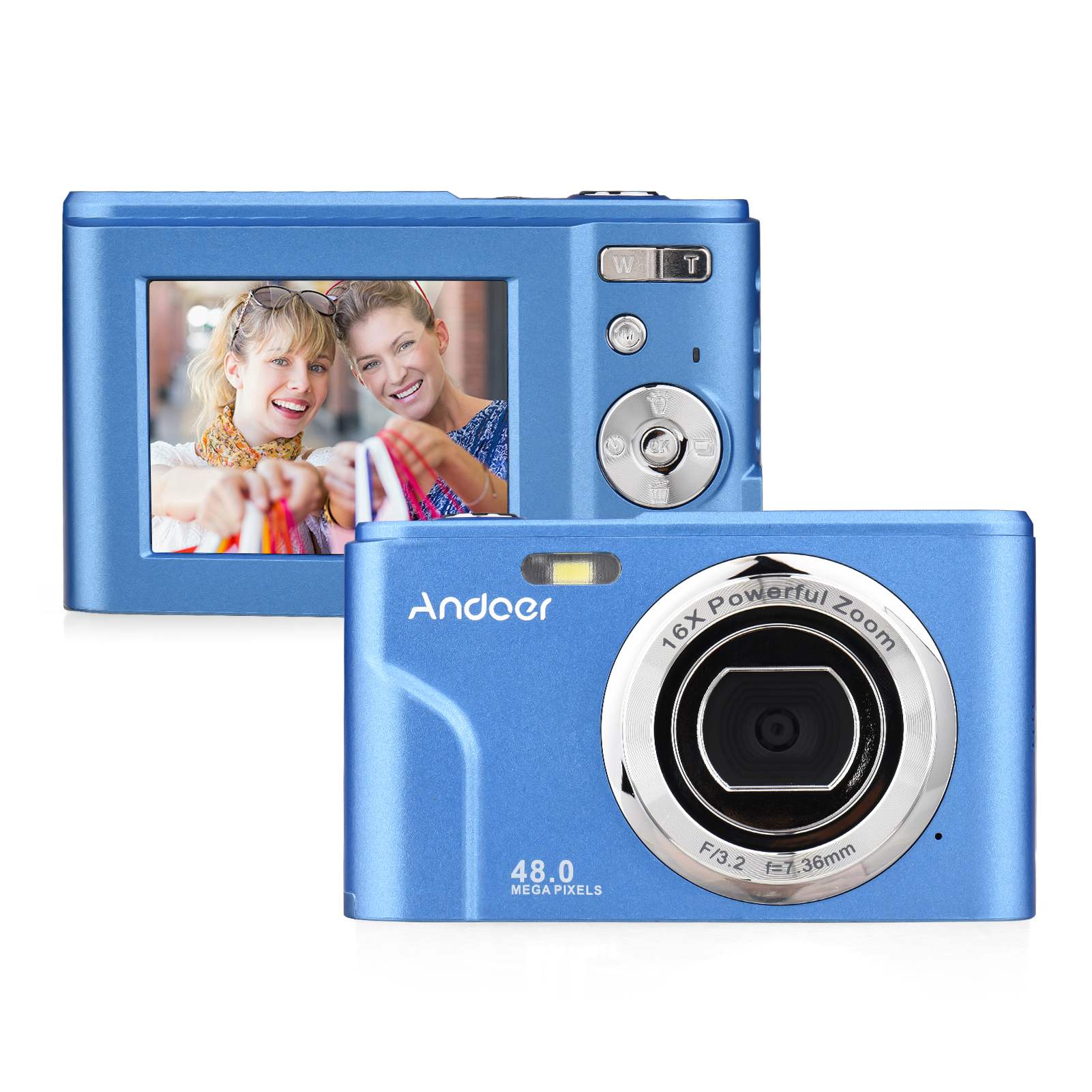 thumbnail image 1 of Andoer Cámara de vídeo, cámara de 48mp Batería con niños manuales Pantalla Ips portátil 16x 1080p con 16x Batería incorporada automática 16x Bolsa de transporte manual, 1 of 8