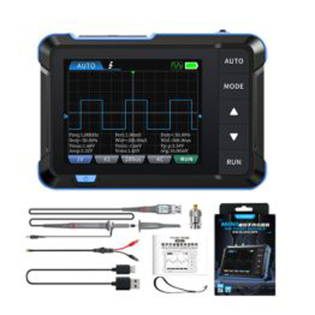 thumbnail image 1 of FNIRSI Osciloscopio, dispositivo portátil de 5 ms/s 2.8 Velocidad 1 ms 5 ms/s y oscilometro de velocidad de 2.8 pulgadas con teñido y prueba con y función 1 m, 1 of 8