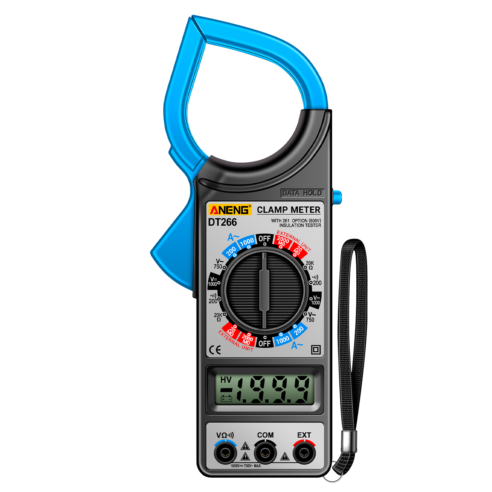 thumbnail image 1 of ANENG Medidor de pinzas, con alicates Lcd Ammeter Pliers Ammeter Ammeter Amperímetro de Clamp Amperímetro con Rms Professional Lcd 1999 Pantalla Ammeter Profesional Recuento de Clamp Rms, 1 of 8
