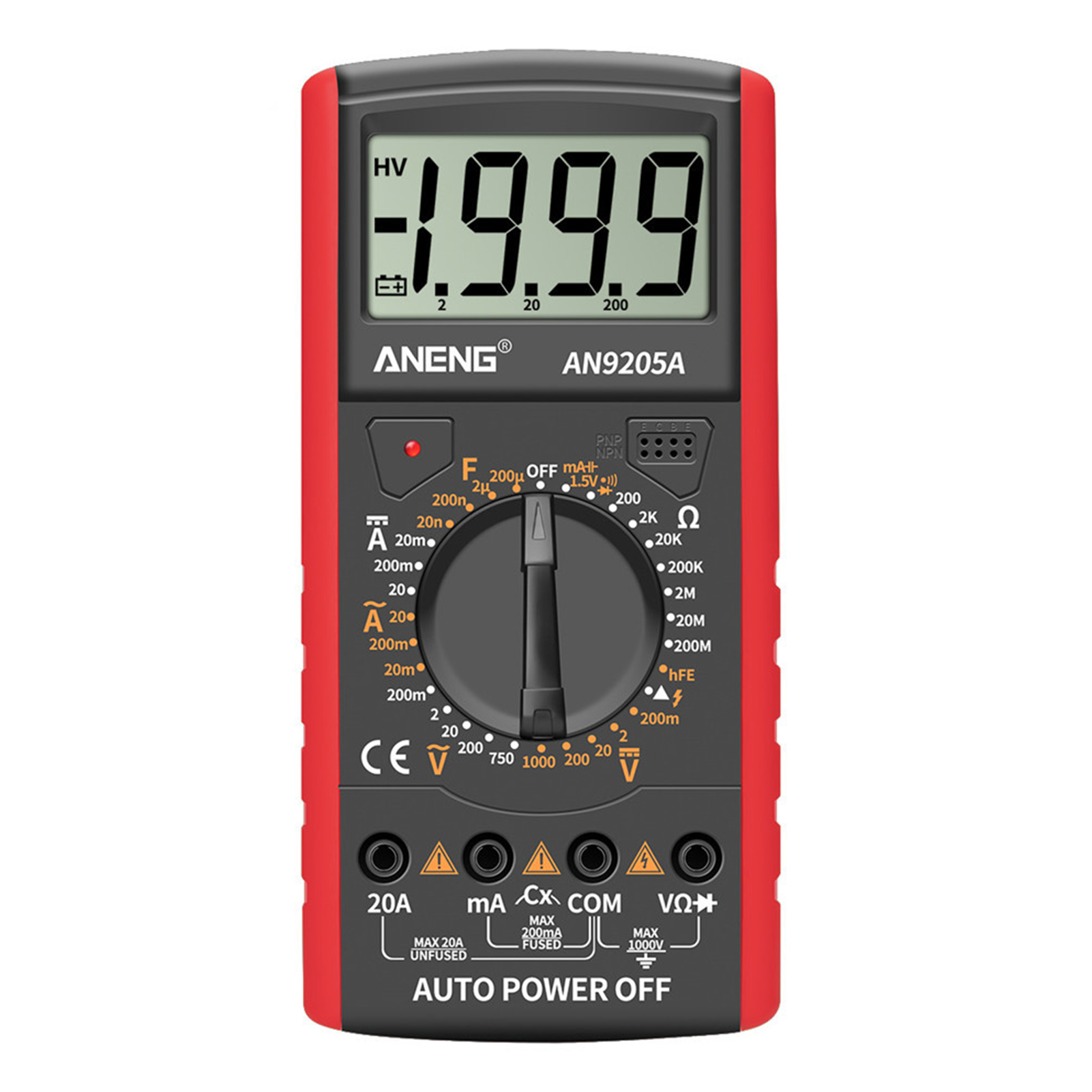 Multímetro digital ANENG AN9205A pantalla LCD 1999 Ametro de Recuento Ncv Manual Universal Meter