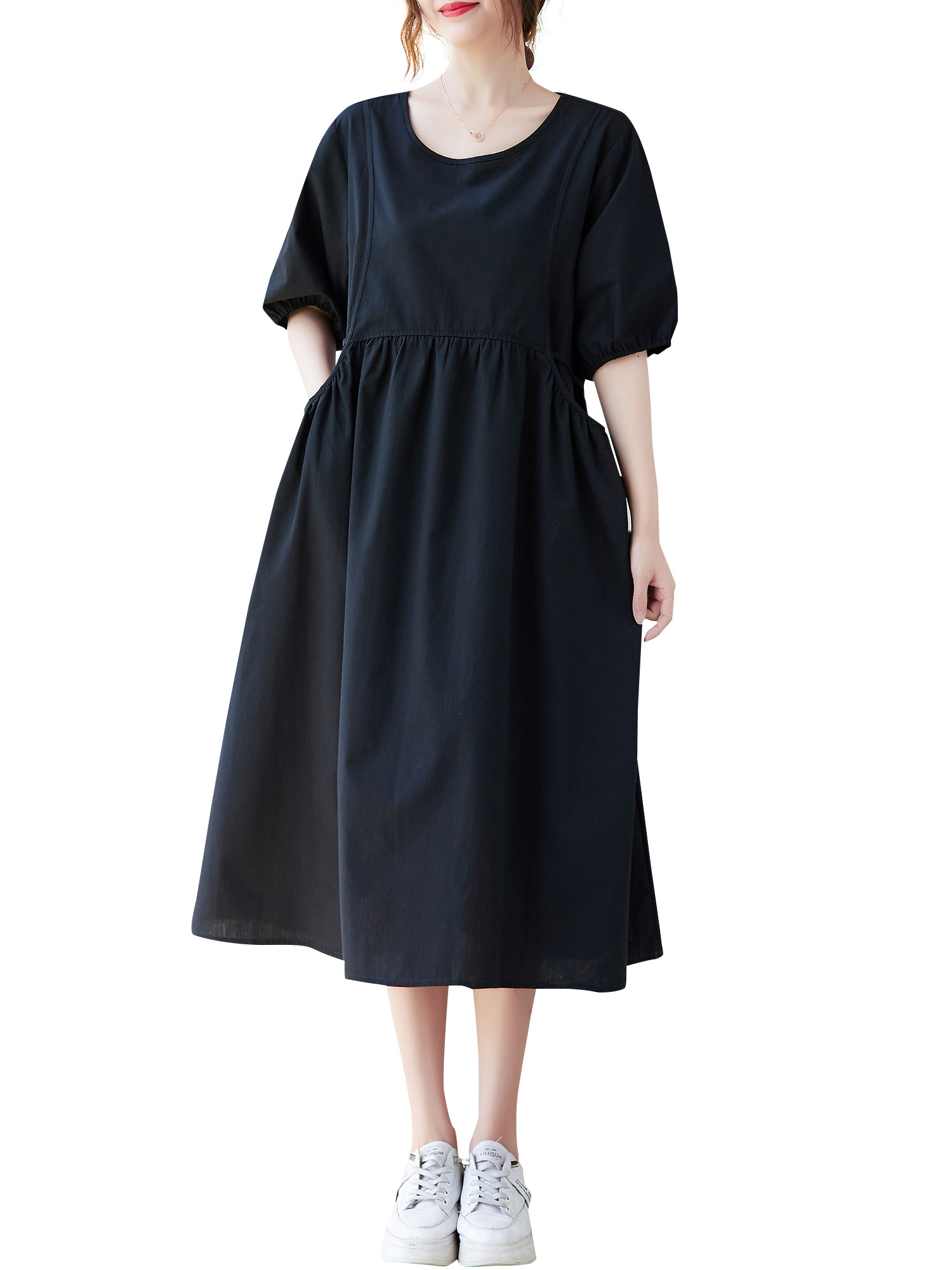 thumbnail image 1 of Carevas Vestido, cincho Vestido Nebublu Vestido de cinilla Con cinilla Qinquan Eryue Vestido suelto Eryue De tamaño grande, 1 of 8