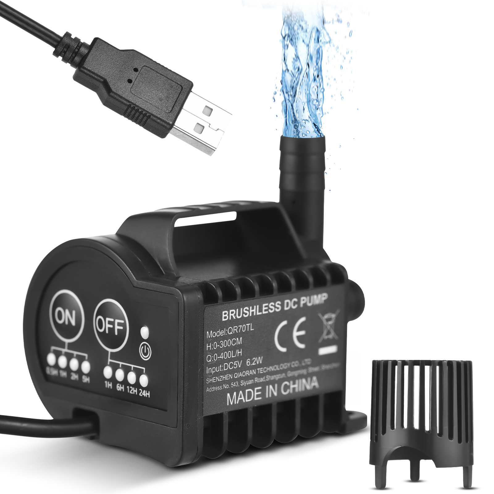 thumbnail image 1 of Irfora Bomba y función - Encendido/apagado ideal, 4 encendido/apagado y elevador bomba de agua con - Estanque máximo 400l/h taza de succión 5v Copa Usb Función de cable Usb, 1 of 8