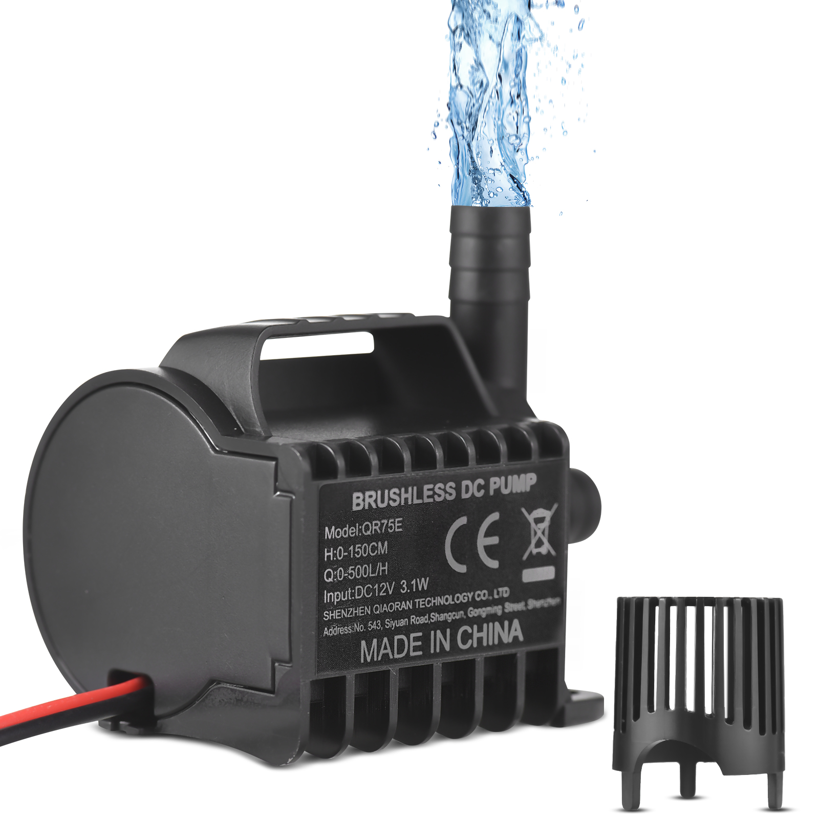thumbnail image 1 of Bomba sumergible Eccomum 12V 500L/H para estanque de pescado con cable y succión, 1 of 8