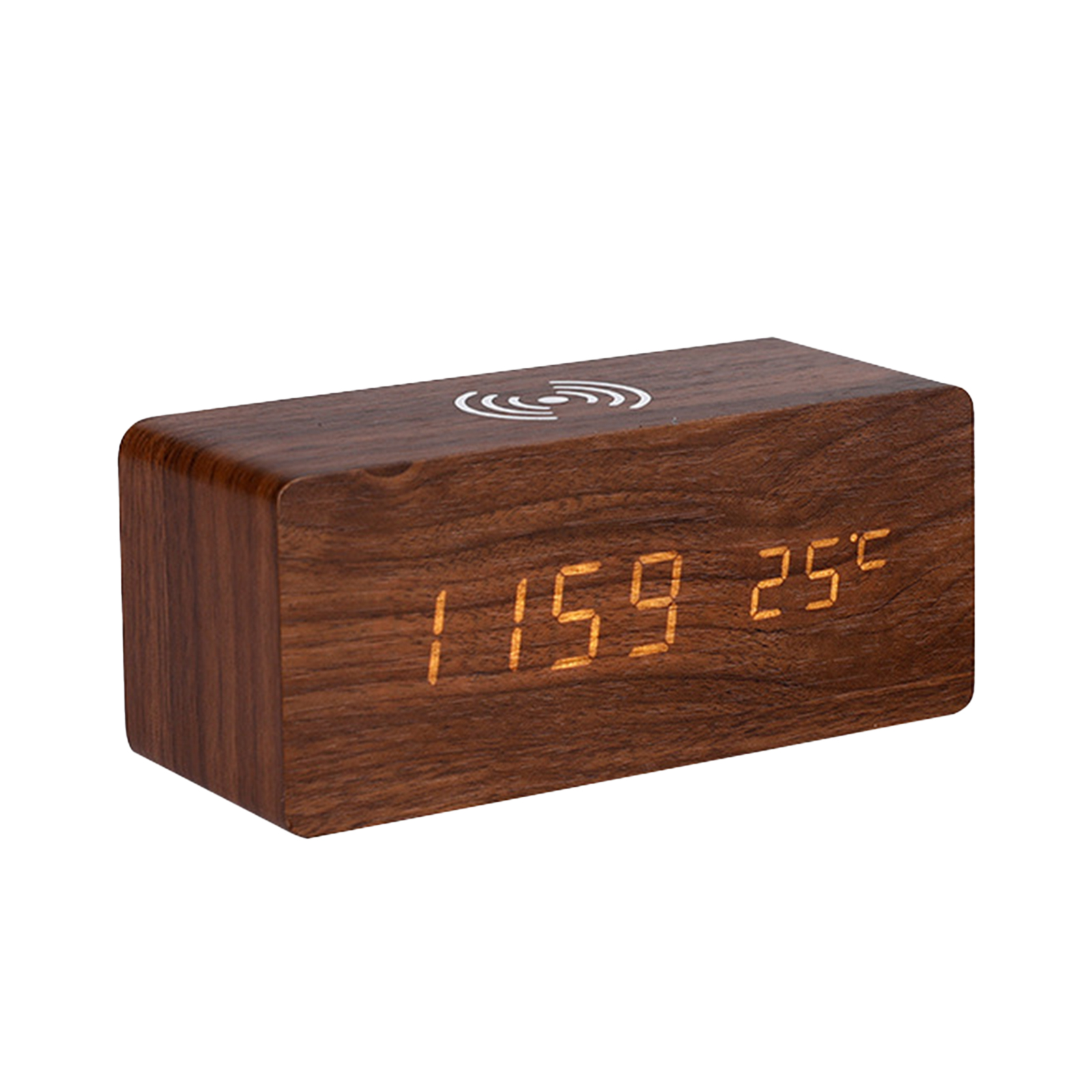 thumbnail image 1 of Abanopi Reloj, 3 Alarma Huiop Hora Plazo Fecha Temperatura Visualización Tiempo Exhibición Dormitorio Dispenso Dormitorio 10w Tiempo Led Dormitorio 10w 3 Reloj de Madera Buzhi, 1 of 8