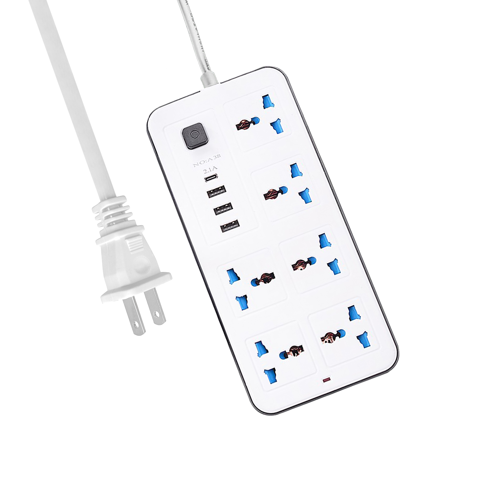 Tomshoo Conector, 1 Tipo C con 6 3 6 3 Usb para utilizar Usb 1 Tipo Office Dormi Power 3 Usb 1 Puerto Dormitorio de 6 pies Botón de alimentación tipo C para Mewmewcat Qudai
