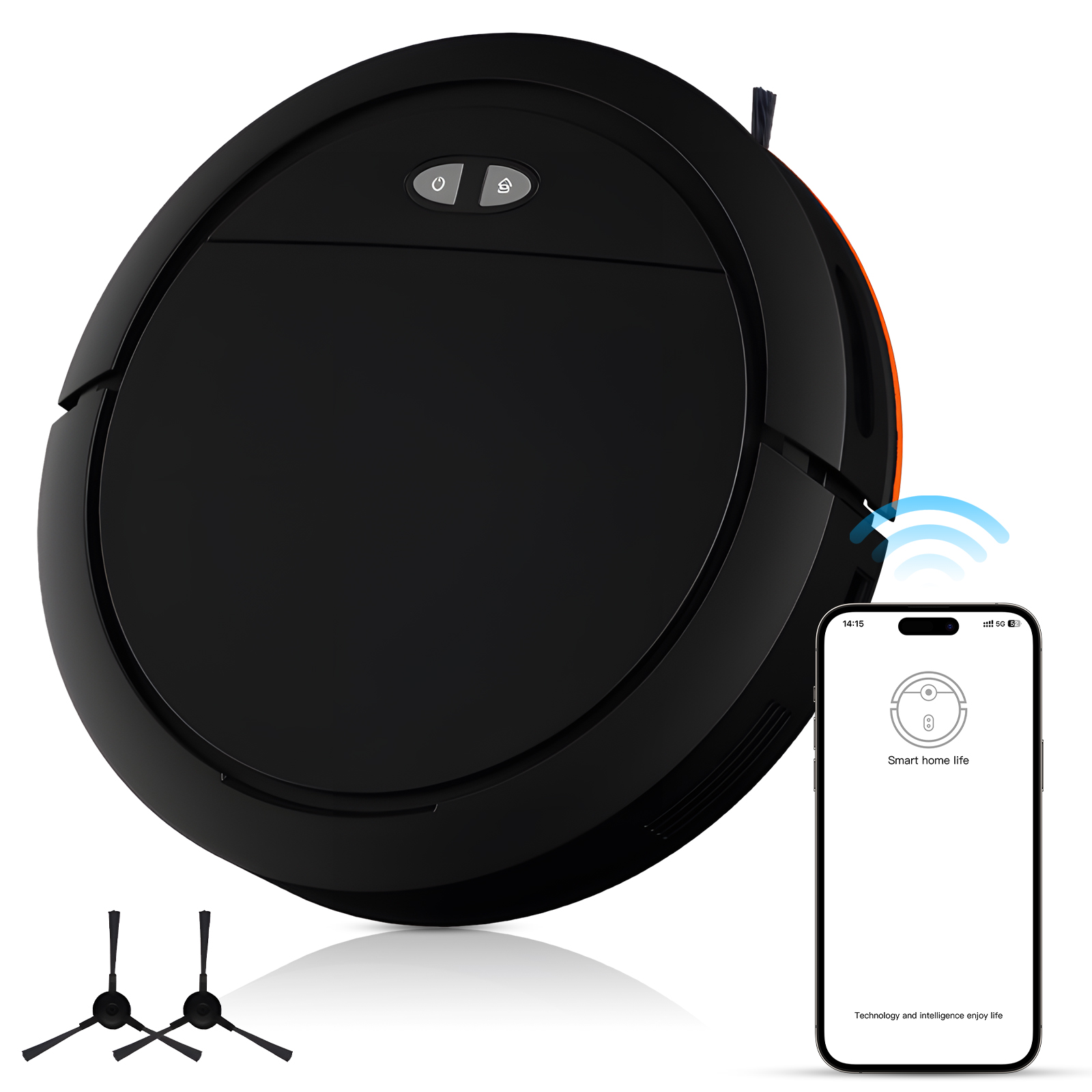 Robot de barrido Tomshoo Succión Wifi App Max 4000Pa Limpiador 3 en 1 y Mop Combo Negro