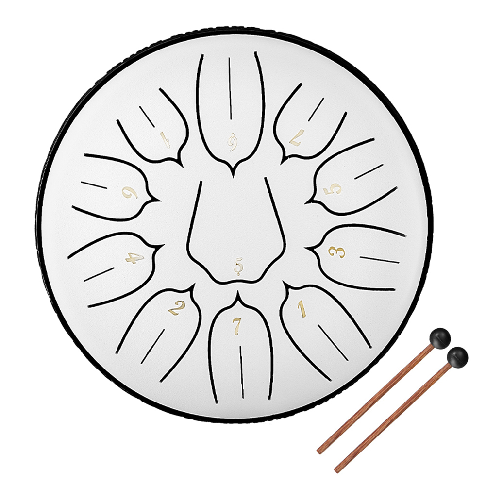 thumbnail image 1 of Carevas Tambón de acero para la lengua, tambores con bastones de 6" Tambón de mano de 11" Tambón pantarillas con tambores de percusión Tambón musical de tecla D Mano de 11 tonos Tambón de acero de 11, 1 of 8
