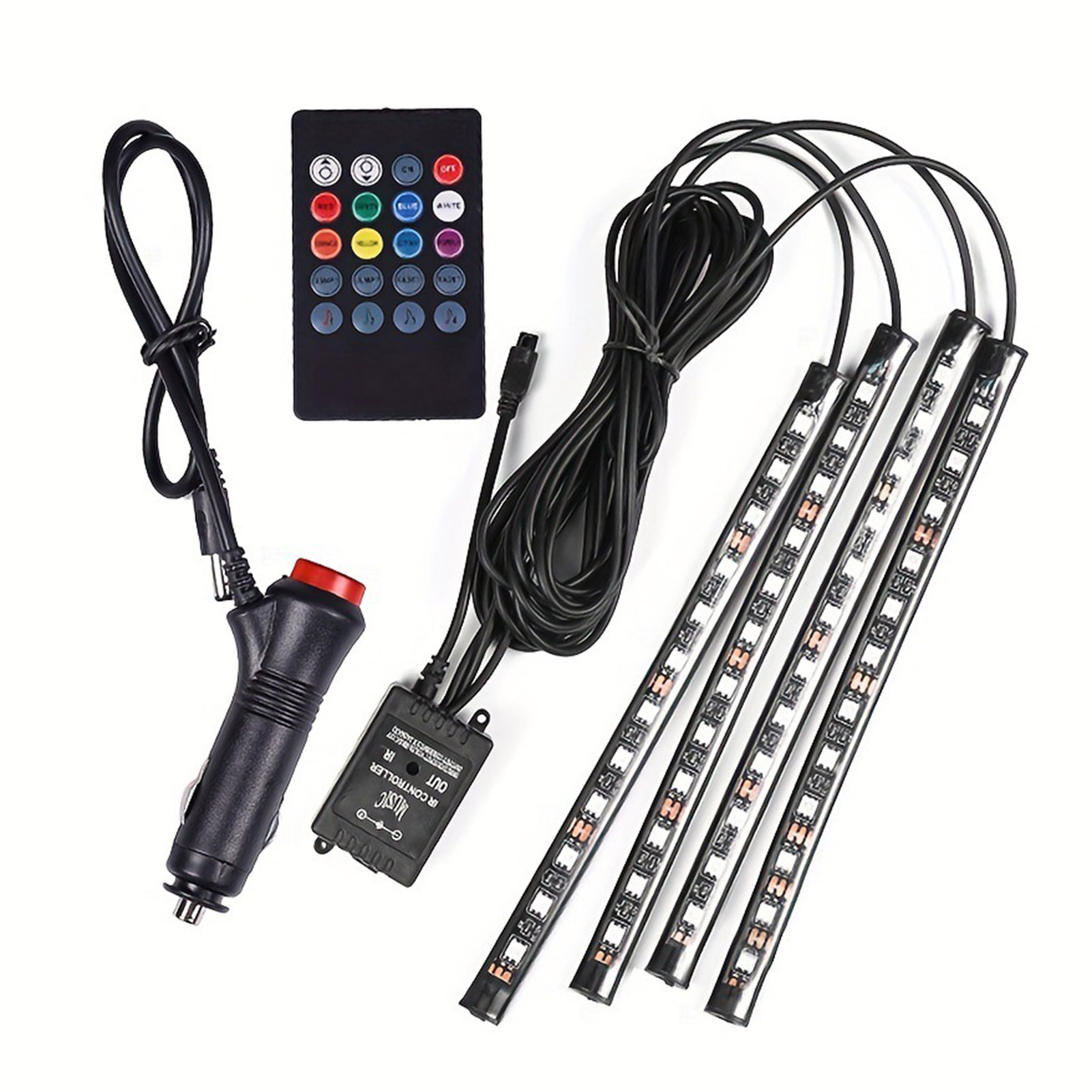 Lámpara de automóviles Tomshoo con función sonora 12v Coche bajo kit con 48 Leds