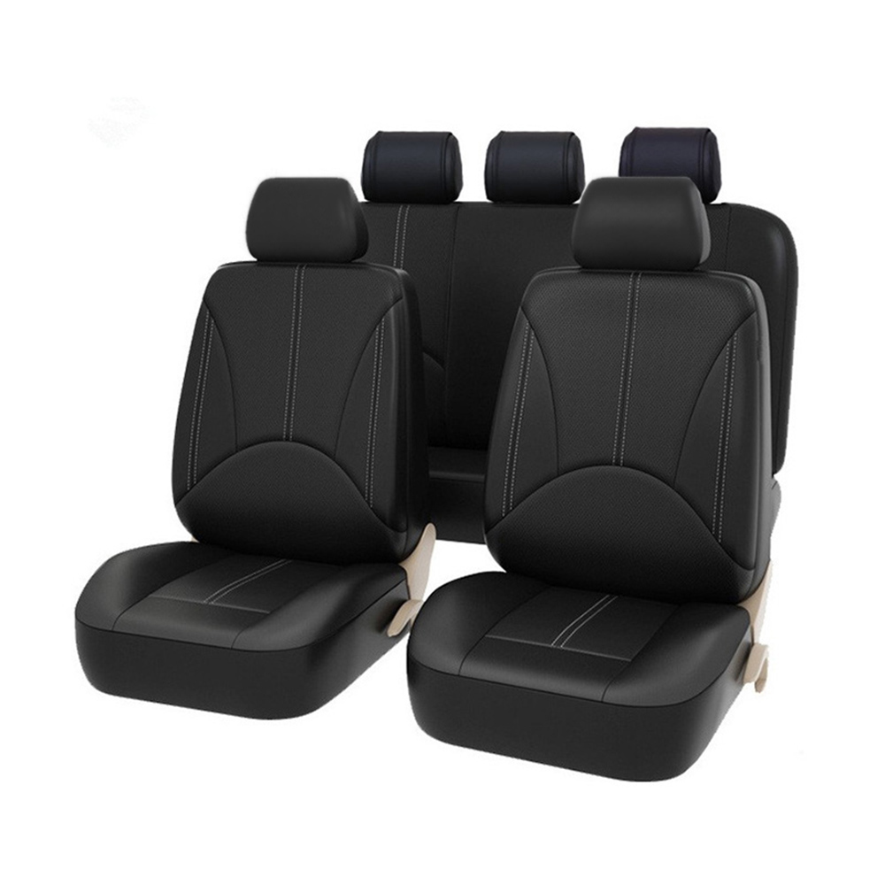Tomshoo Cubierta del asiento del coche, conjunto de piezas de asiento del coche Cubierta de cuero respirable Asiento del automóvil Suv Vehículo de cuero Asiento de cuero Juego de asiento del vehículo