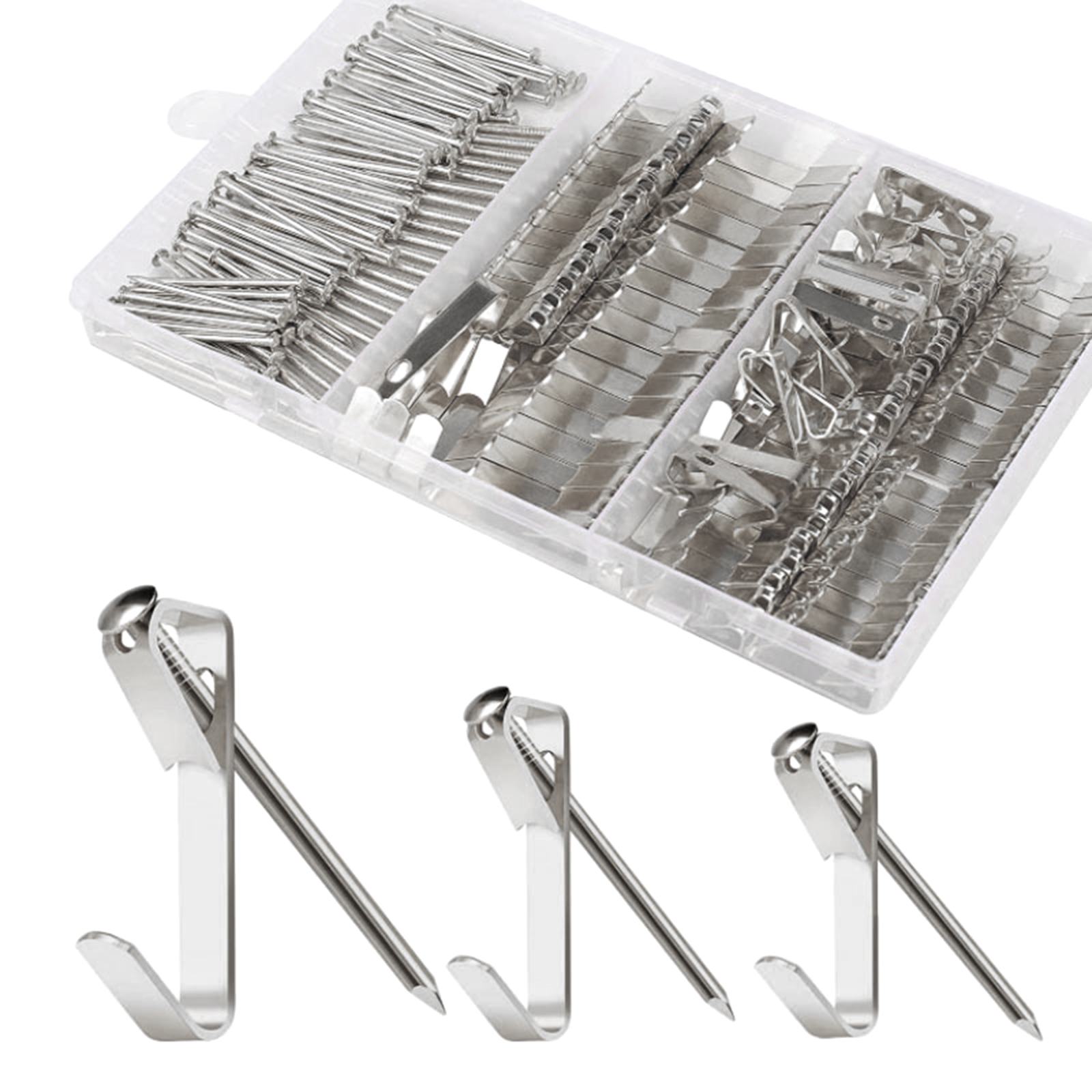 Carevas Garfio colgante, marco de imagen espejo Nails Marco de imagen con uñas Imagen 20 lb/30 lb/50 lb Imagen de servicio pesado 184 pcs Decoración de imagen de servicio pesado