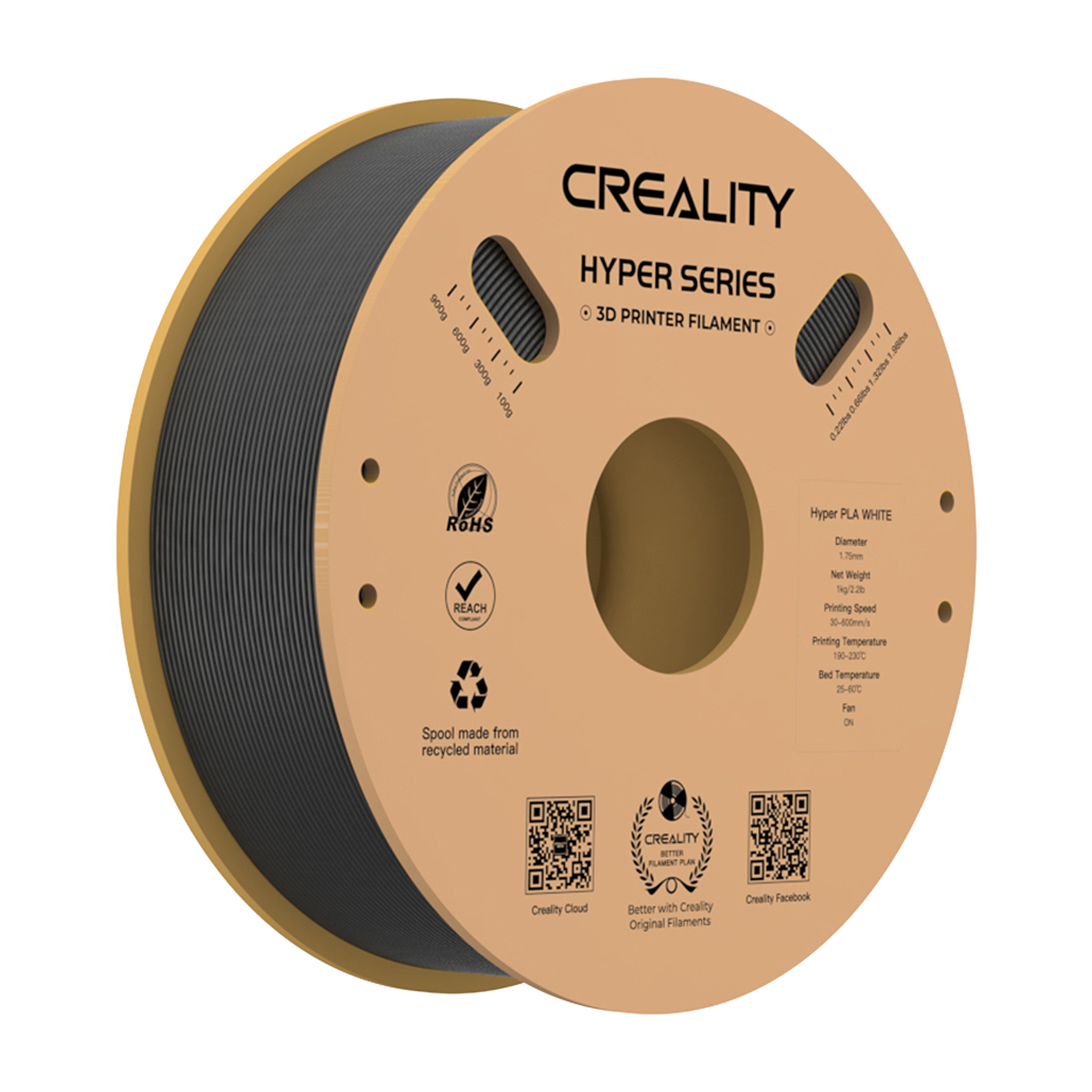 thumbnail image 1 of Creality 3D Materiales de impresión 3D, 3d Velocidad estable de material 3d Material 1 rollo - Velocidad de fluidez 3d Dimensional 1 rollo Spool Spool Pla 1,75mm Fluididad Qisuo, 1 of 8