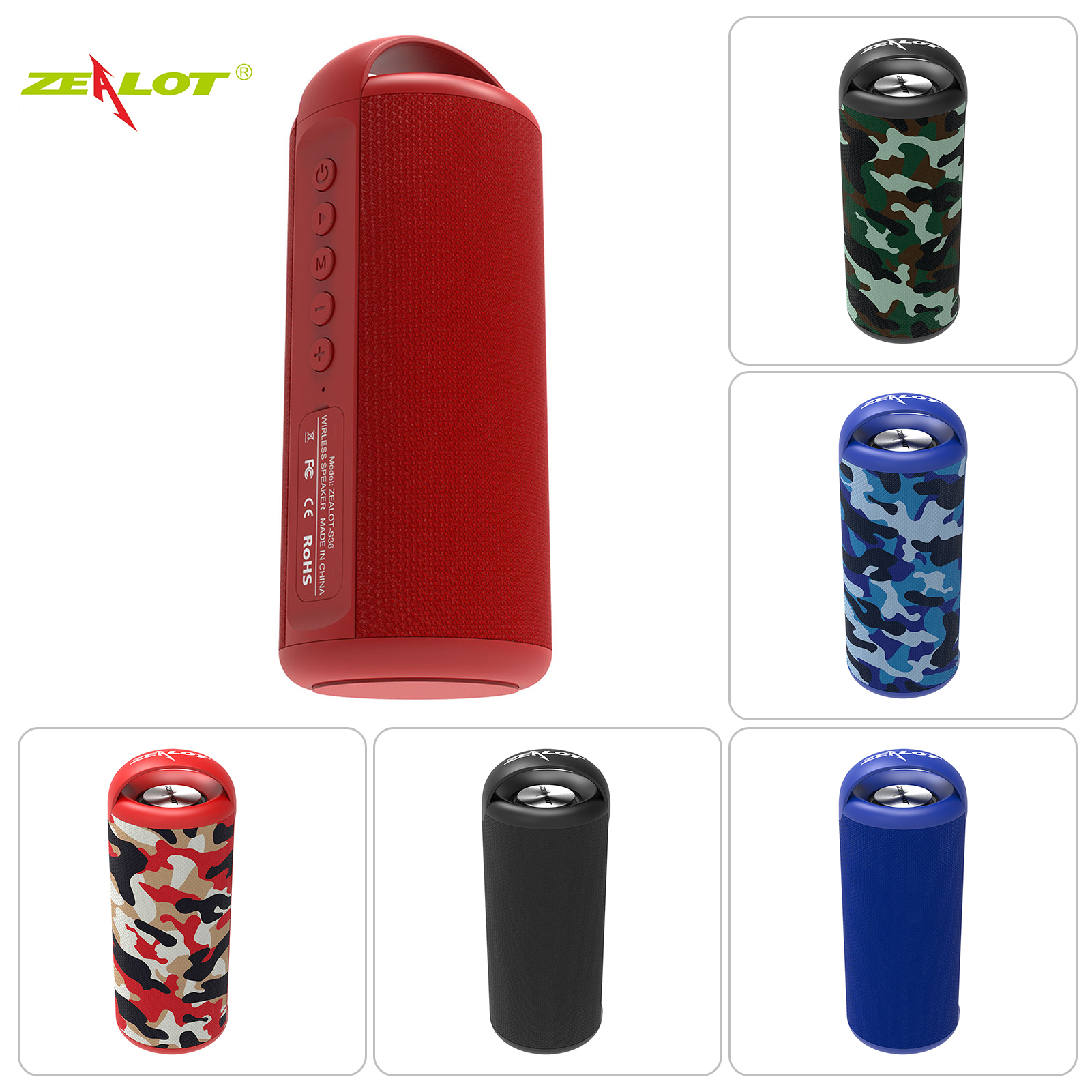 thumbnail image 1 of Subwoofer ZEALOT IPX7 Batería HIFI 5Wx2 1800mAh Portable BT 5.0, 1 of 8