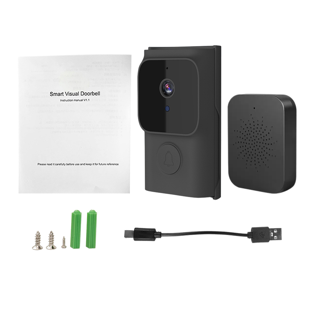 Tomshoo Video timbre de puerta, cámara con chime de cámara Pir Llamada visual 2-dirección Doorbell Cámara 720p Alarma visual remota Doorbell de puerta Wide Office Mizuh
