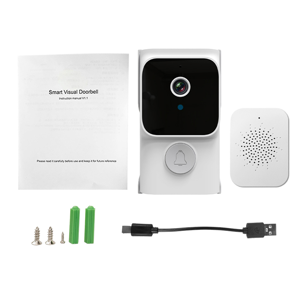 thumbnail image 1 of Tomshoo Timbre de puerta de vídeo, Pir Alarm Video Doorbell Audio Infrarrojo 75 Alarma de puerta de alarma Infrarroja 75 Cámara de ancho con chime, 1 of 8