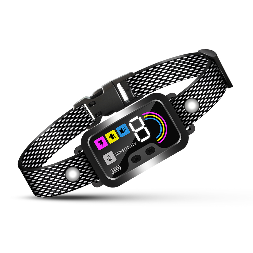 Collar de corteza Tomshoo para Perros vibración impermeable ajustable con modos de vibración
