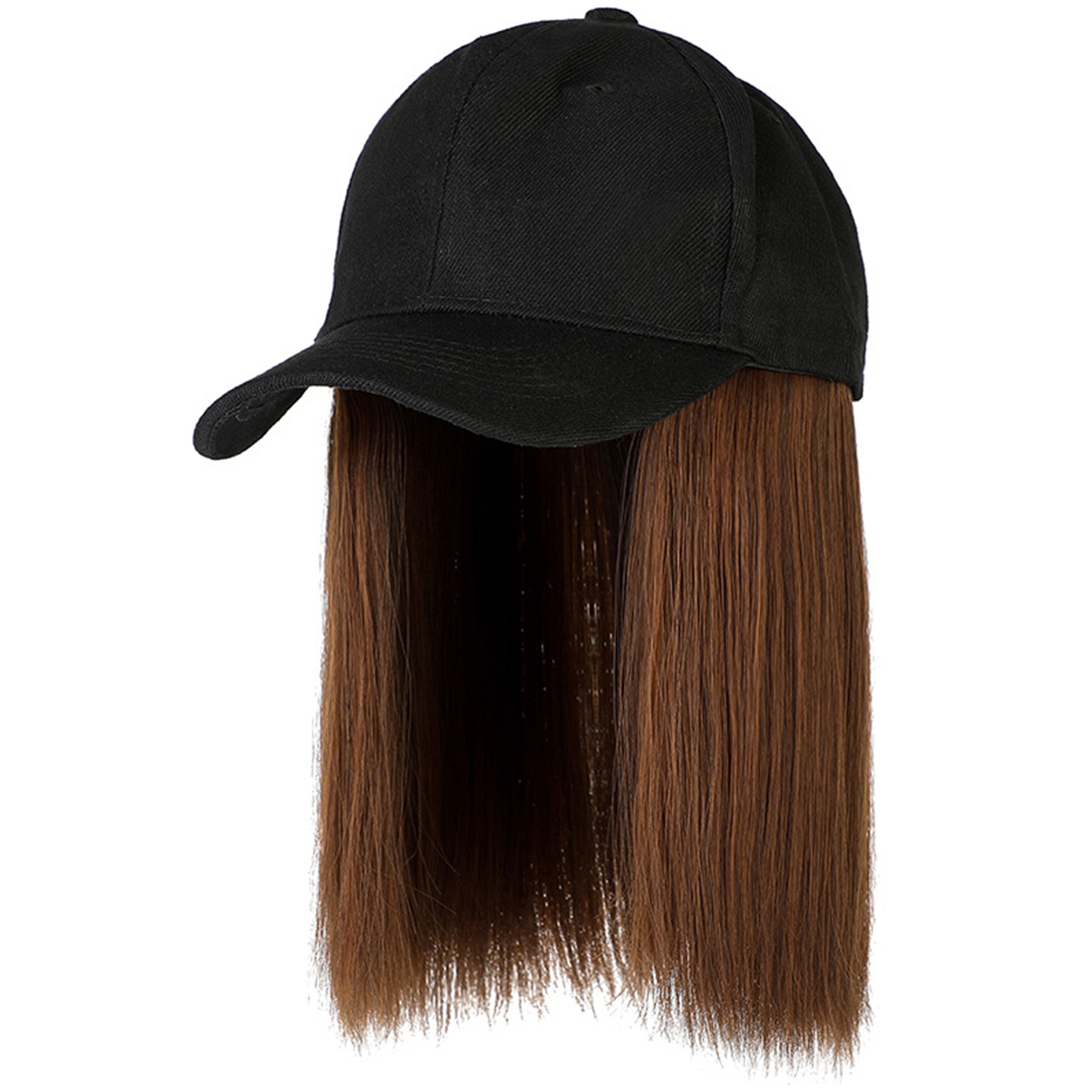 Peluca corta Tomshoo de pelo recto con capuchón ajustable para mujer 26cm