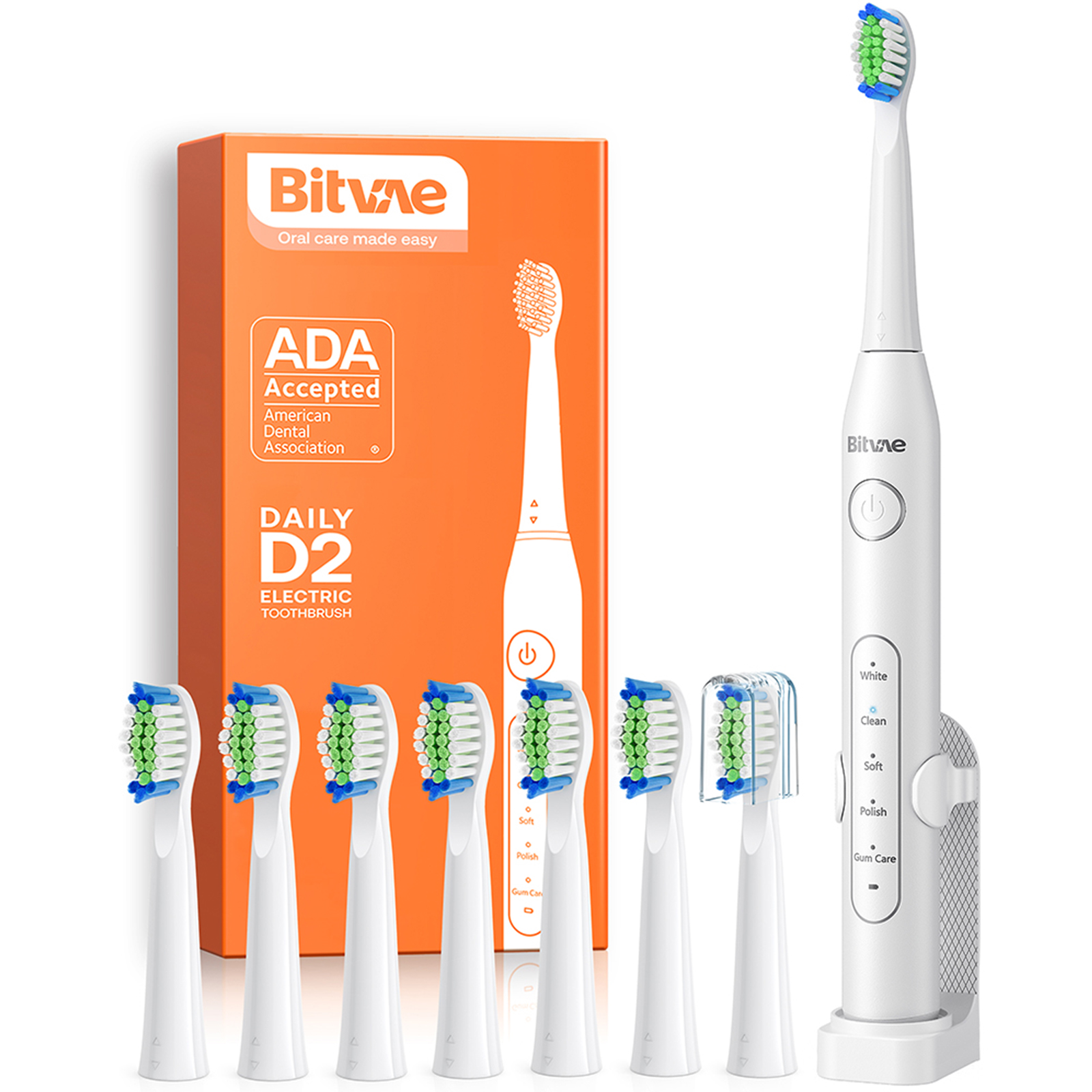 Bitvae Cepillos de dientes eléctricos, 8 cabezas de cepillo 5 cepillos de dientes Modos de cepillo USB Usar cepillo de dientes con 8 modos de uso 8