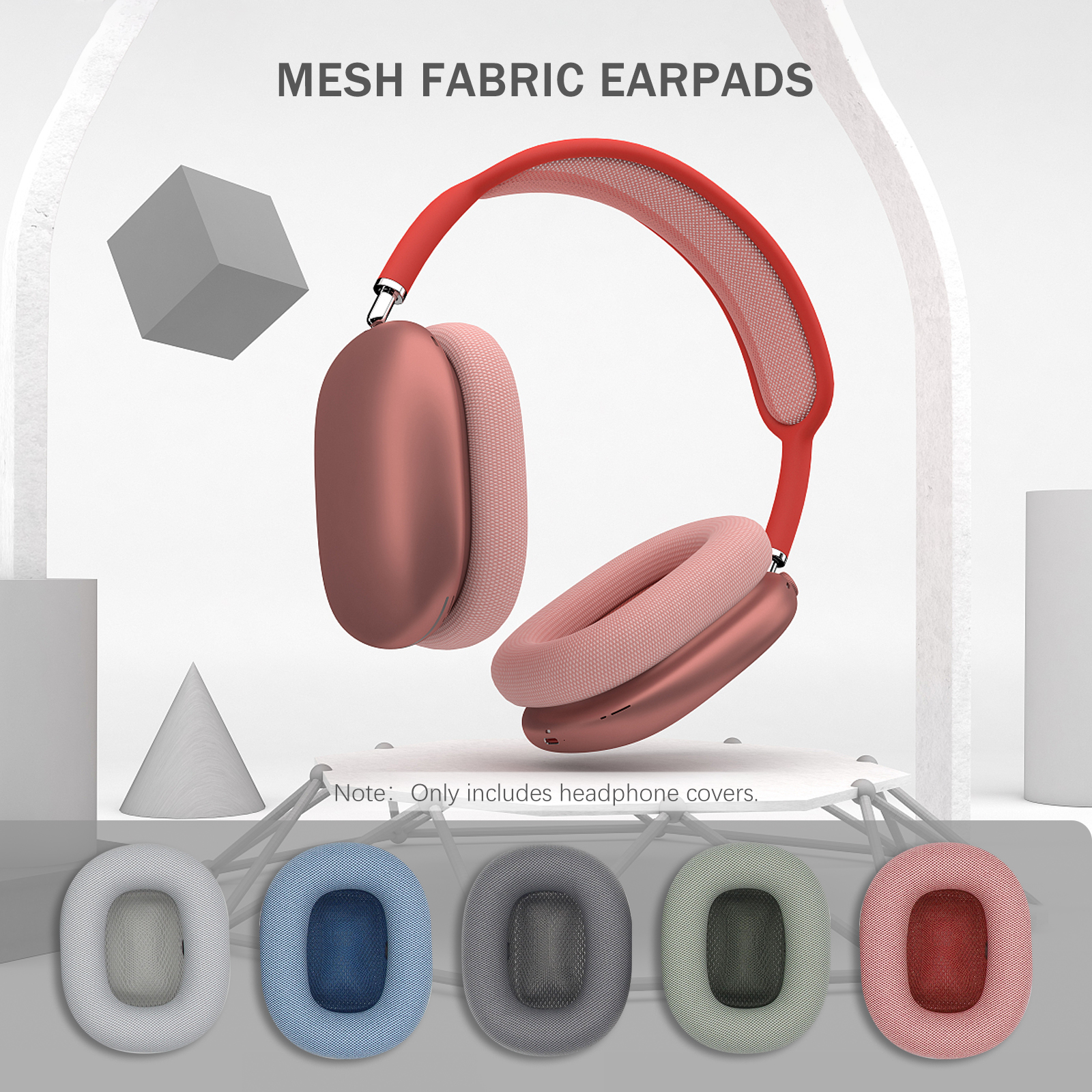 Mesh Fabric Earpads Replacement Headphones Cushion Easy to Install Compatible with Apple/AirPods Max
