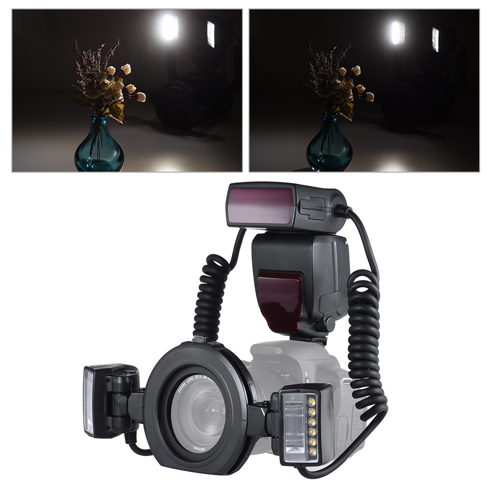 ETTL Macro Flash Speedlite 5600K with 2pcs Flash Heads and 4pcs