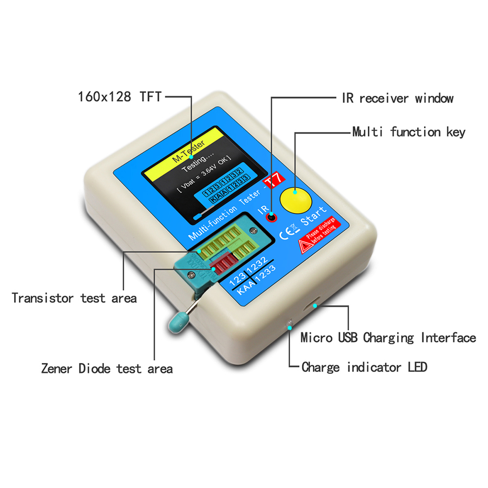 Transistor Meter LCRT7 MultiFunction Capacitance Resistance Tester
