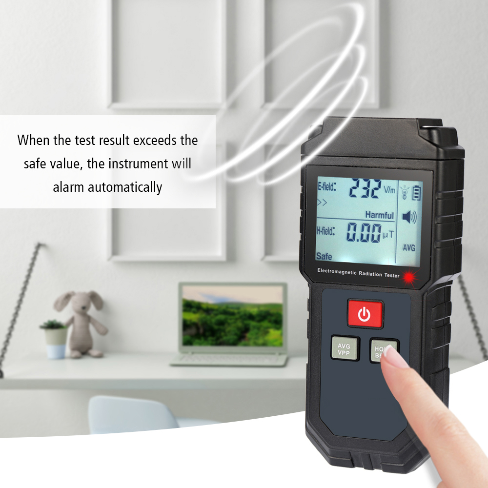 Portable Handheld Digital LCD Electromagnetic Radiation Tester Electric Field Magnetic Field Dosimeter Detector with Sound and Light Alarm
